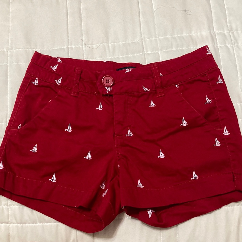 red nautical shorts